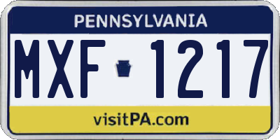 PA license plate MXF1217