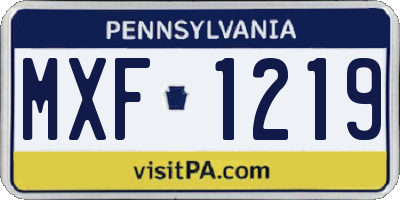 PA license plate MXF1219