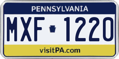 PA license plate MXF1220
