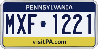 PA license plate MXF1221