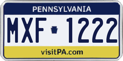 PA license plate MXF1222