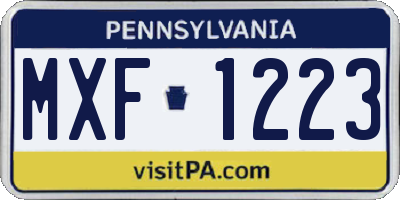 PA license plate MXF1223