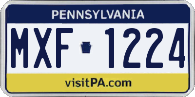 PA license plate MXF1224