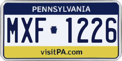 PA license plate MXF1226