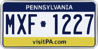 PA license plate MXF1227