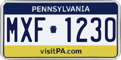 PA license plate MXF1230