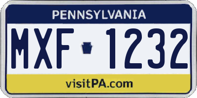 PA license plate MXF1232