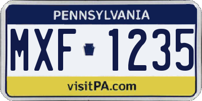 PA license plate MXF1235