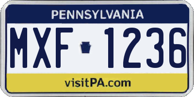 PA license plate MXF1236