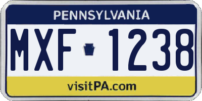 PA license plate MXF1238