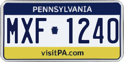 PA license plate MXF1240