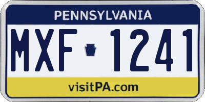 PA license plate MXF1241