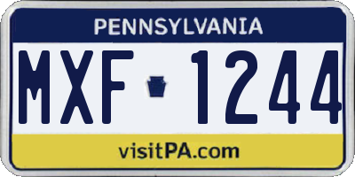 PA license plate MXF1244