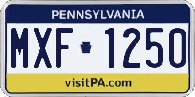 PA license plate MXF1250