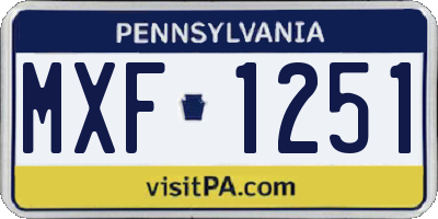 PA license plate MXF1251