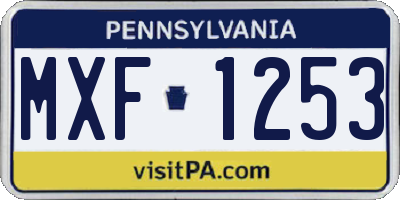 PA license plate MXF1253