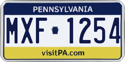 PA license plate MXF1254