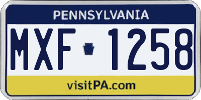 PA license plate MXF1258