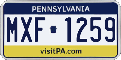PA license plate MXF1259