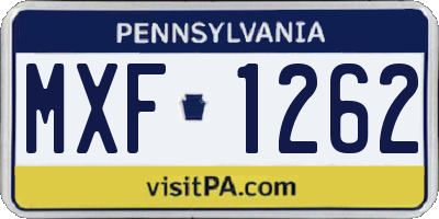 PA license plate MXF1262