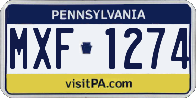 PA license plate MXF1274