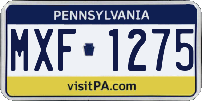PA license plate MXF1275