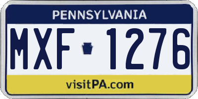 PA license plate MXF1276