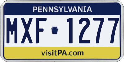 PA license plate MXF1277