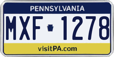 PA license plate MXF1278