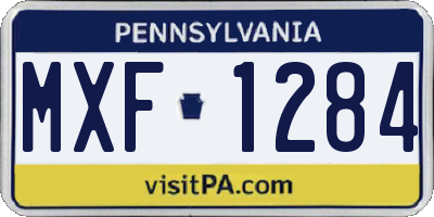 PA license plate MXF1284