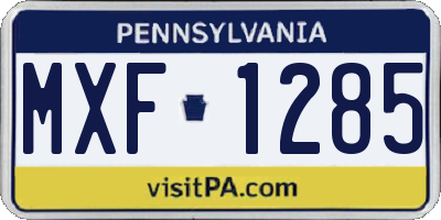 PA license plate MXF1285