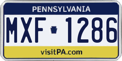 PA license plate MXF1286
