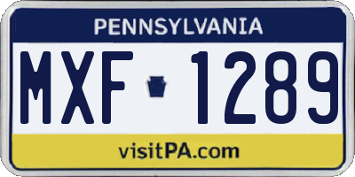 PA license plate MXF1289