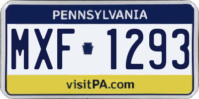PA license plate MXF1293