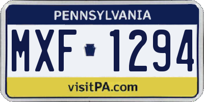 PA license plate MXF1294