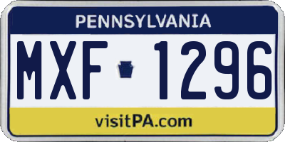 PA license plate MXF1296