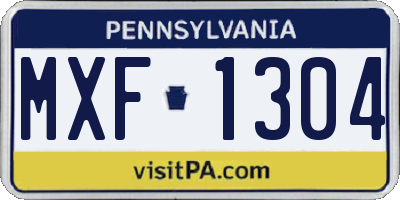PA license plate MXF1304