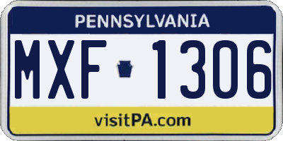 PA license plate MXF1306