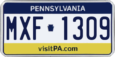 PA license plate MXF1309