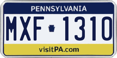 PA license plate MXF1310