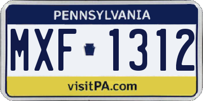 PA license plate MXF1312