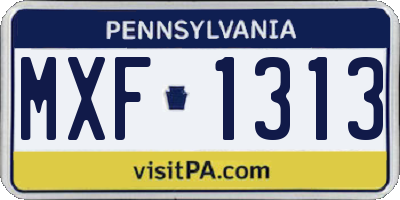 PA license plate MXF1313