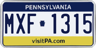 PA license plate MXF1315