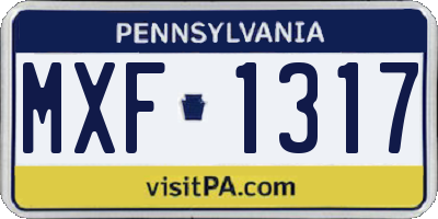 PA license plate MXF1317