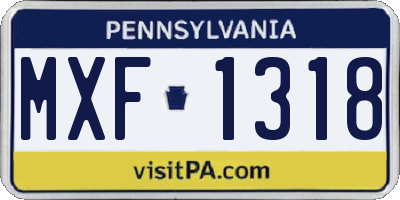 PA license plate MXF1318