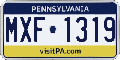 PA license plate MXF1319