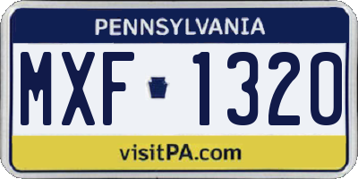 PA license plate MXF1320