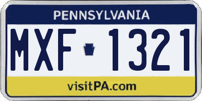 PA license plate MXF1321