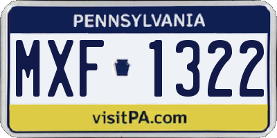 PA license plate MXF1322