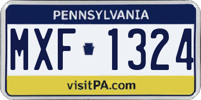 PA license plate MXF1324